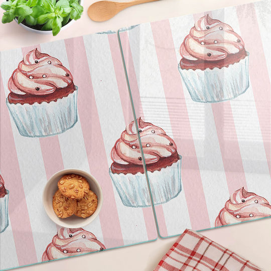 Glas Schneidebrett Küchen Schutz Dekoration Muffins 2x40x52 cm