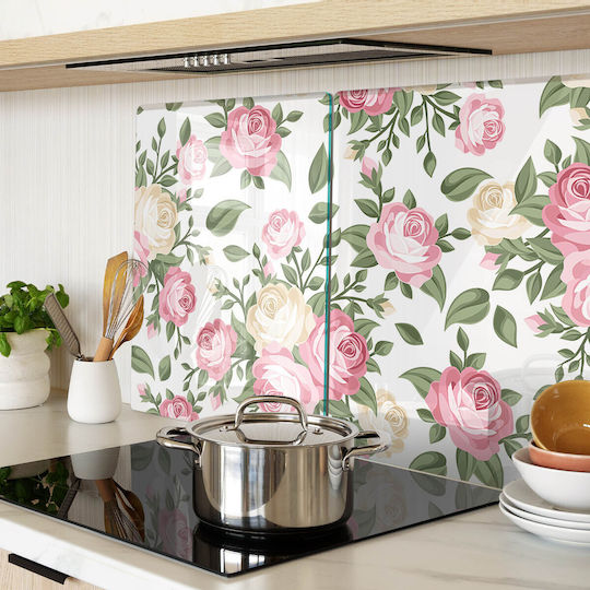 Glass Kitchen Board Decorative Design Tempered Glass Wheels 2x40x52 Cm