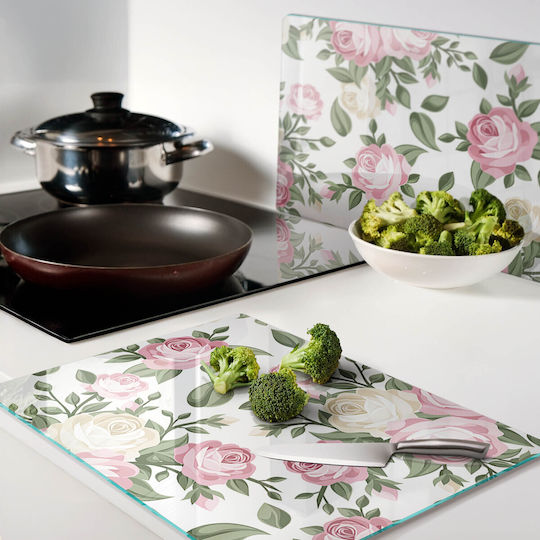 Tăviță De Bucătărie Din Sticlă Design Decorativ Sticlă Securizată Roți 2x40x52 Cm