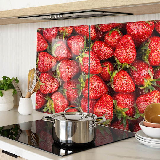 Robuste Schneidefläche Schutzplatte Glas Erdbeeren 2x40x52 cm