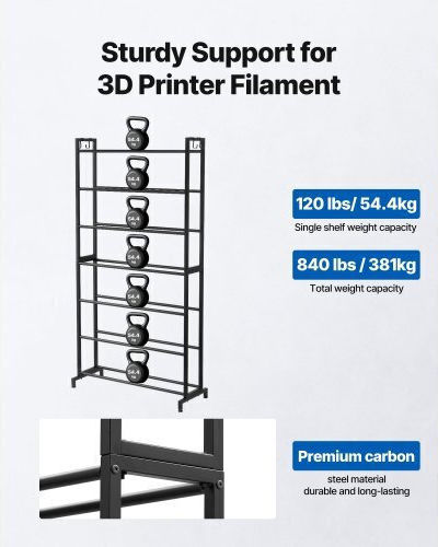 Ράφι Αποθήκευσης Νημάτων Εκτυπωτή 3d Vevor 7 Επίπεδα Βαρέως Τύπου Ράφια Αποθήκευσης Νήματα 3d Εκτύπωσης Βάσεις Ρολλών Νημάτων Στούντιο 3d Εκτύπωσης Οικιακό Στούντιο Γραφείο Εργαστήριο Μόνο Ράφι
