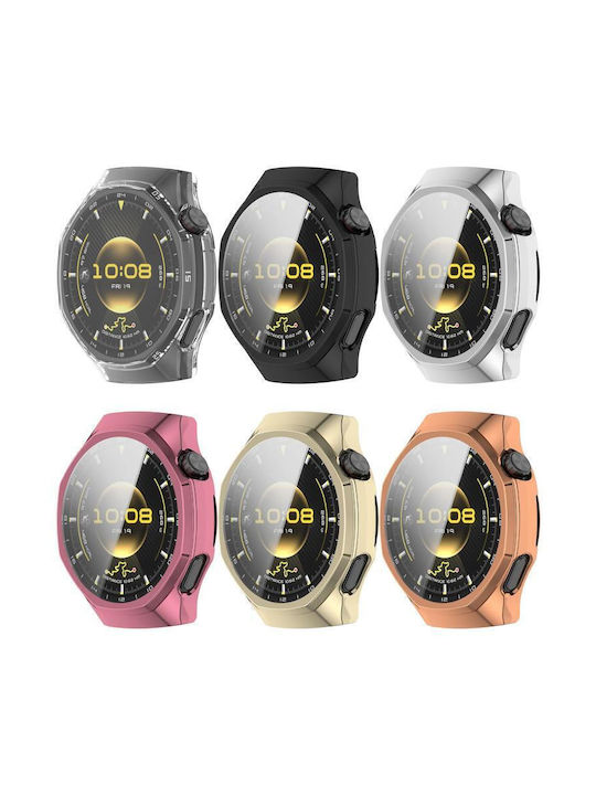 Silikonhülle mit Glas in Rosa Farbe für Huawei Watch GT 6 Pro