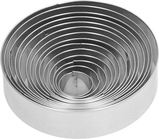 Set 14 Matrițe De Tăiat Aluat Zola Circulare Diverse Mărimi 2.5-11.5 Cm Oțel Inoxidabil Argintiu