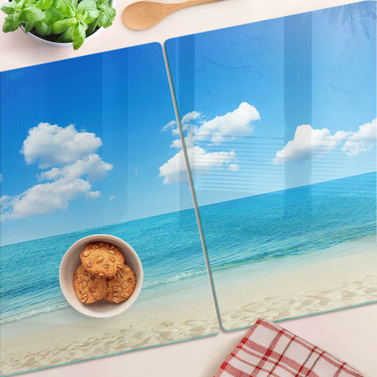 Glass Kitchen Cutting Board Counter Protection Paradise Beach 2x40x52 Cm