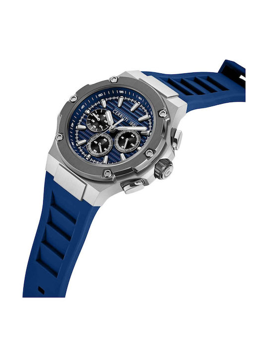 Cerruti Lucardo Men's Watch Chronograph Battery with Blue Rubber Strap