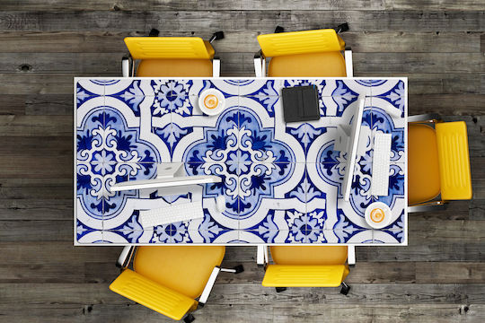 Dekorative Schreibtischunterlage Home Office Blau Fliesen 90x45 cm