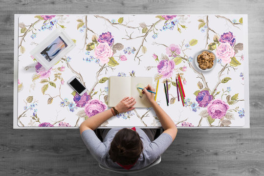 Decorative Desk Pad Work Surface Printed Blooming Trees 90x45 Cm