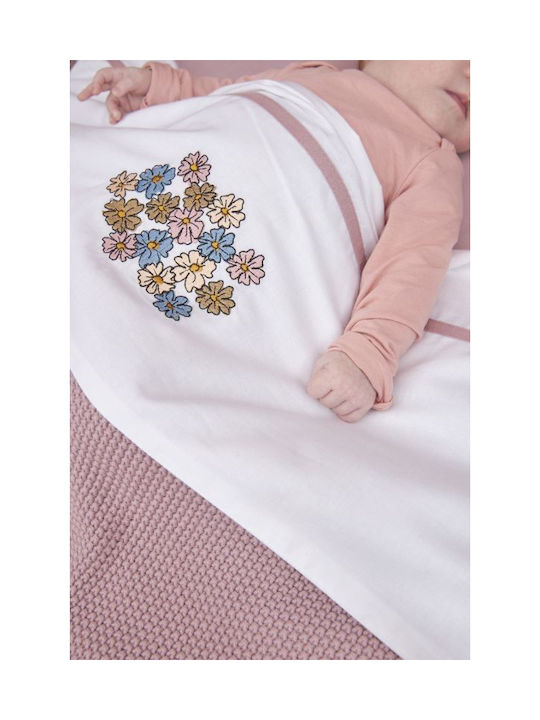 Meyco Vintage Flower Baby Sheet Crib Cotton Lilac 150x100cm