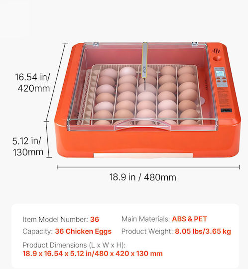 Vevor Automatic Incubator 36 eggs