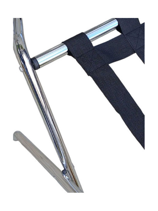 Stool For Living Room Collapsible with Backrest Metallic Chrome 61x42x61cm