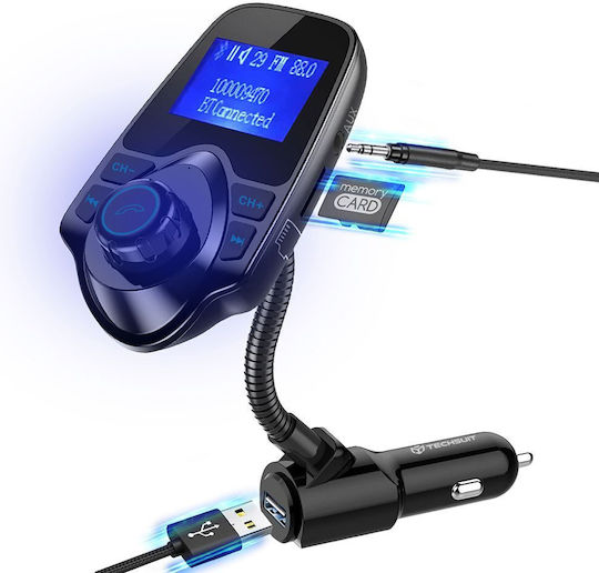 Techsuit Auto FM-Transmitter Jamlink Mfm4 Bluetooth Jack 3.5mm Tf Card 10–24v Schwarz