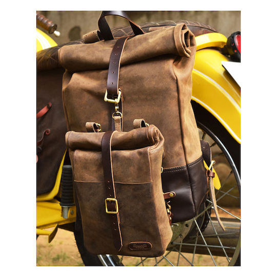 Trip Machine Mini Backpack Saddlebag Motorcycle Case 3.3 Liter Tobacco