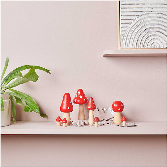 Wooden Small Round Red Mushroom