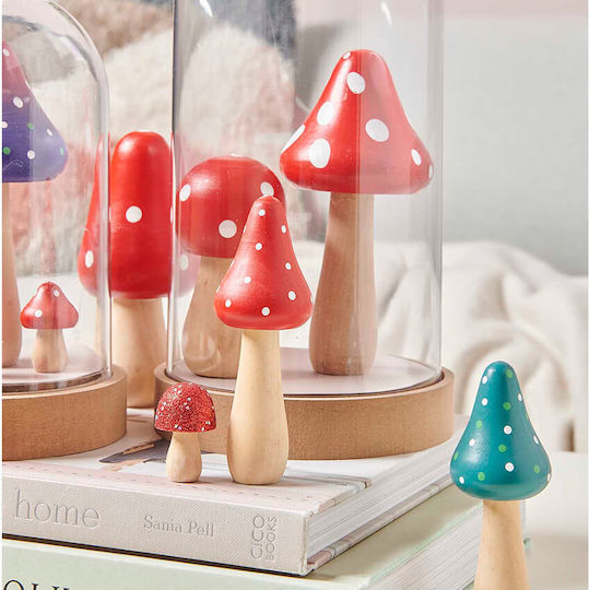 Wooden Small Round Red Mushroom