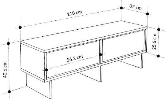 TV Stand Yuki Sandstone - Sepet Oak L118xD35xH40.6cm