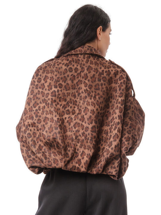 Women's Lifestyle Suede Jacket for Winter Brown