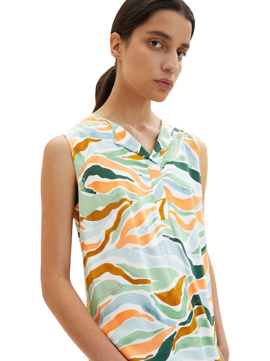Women's Summer Blouse Sleeveless with V Neckline Multicolour