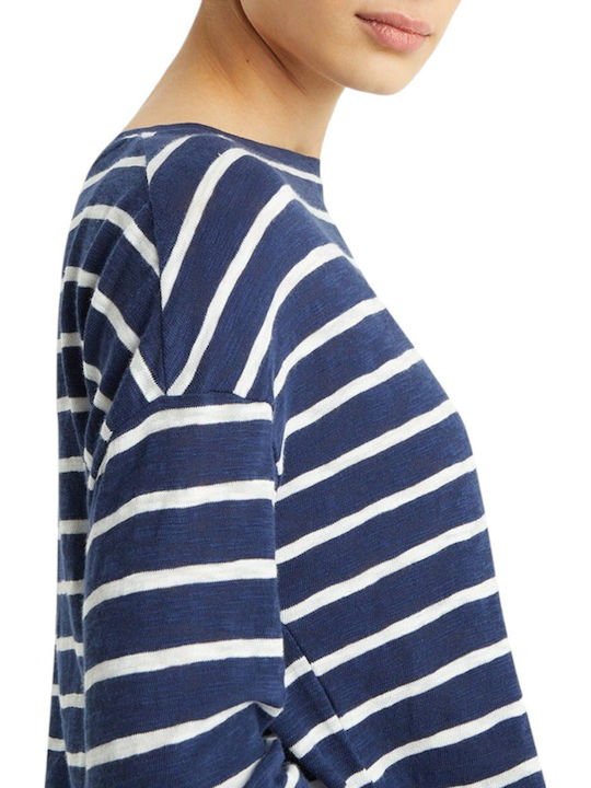 Margot Women's Blouse Cotton Long Sleeve Striped White / Blue