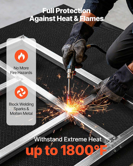 Vevor Welding Blanket Roll 45.7 X 1.5m Silicone Coated Fiberglass Welding Blanket Heat Resistant Up To 1800°F 982°C Safety Blankets Fireproof Insulating Carpet Roll