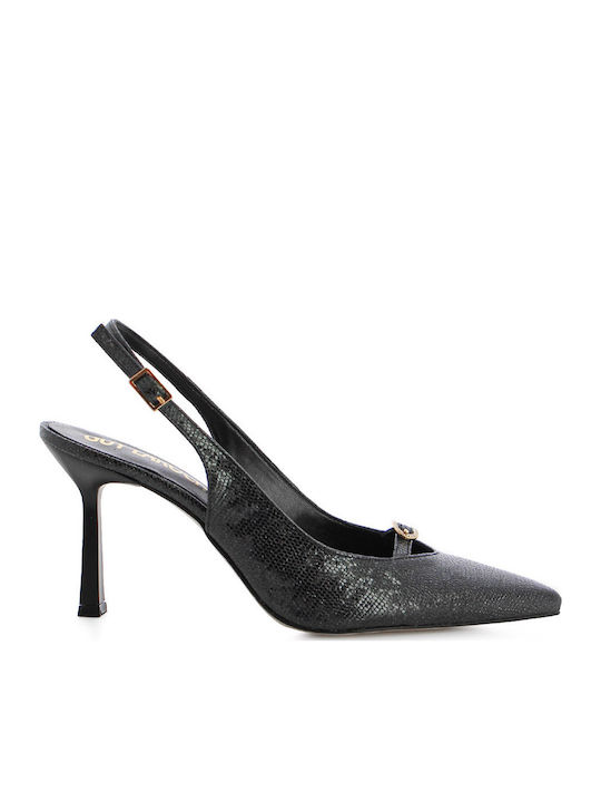 Leder Pumps mit hohem Absatz Schwarz
