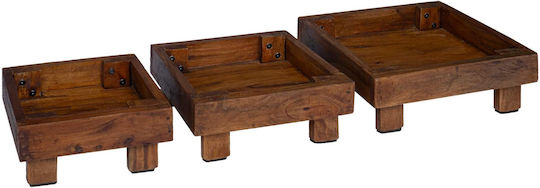 vidaXL Pot Stands Wooden Brown 3pcs