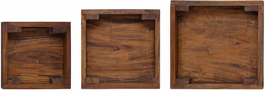 vidaXL Pot Stands Wooden Brown 3pcs