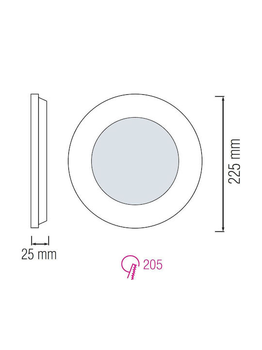 Round Led Panel Slim-18 18 W Power 6400 K 1170 Lm