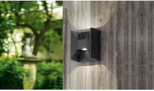 Eglo Morino Wall-Mounted Outdoor Ceiling Light LED IP44 5W with Warm White Light Double Beam 14x18εκ.