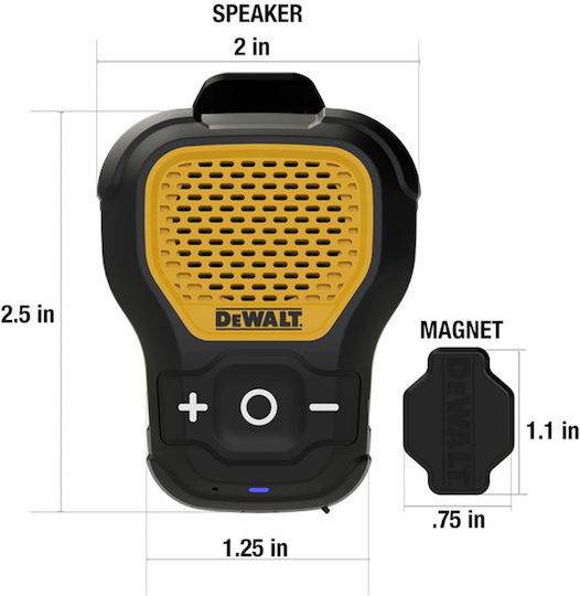 DEWALT Jobsite Pro Ηχείο Bluetooth 2W με Διάρκεια Μπαταρίας έως 10 ώρες Κίτρινο