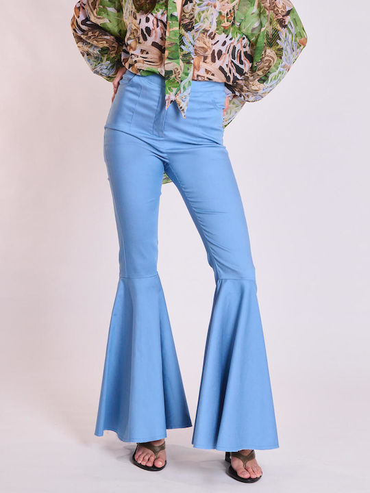 Collectiva Noir Women's Fabric Trousers Blue