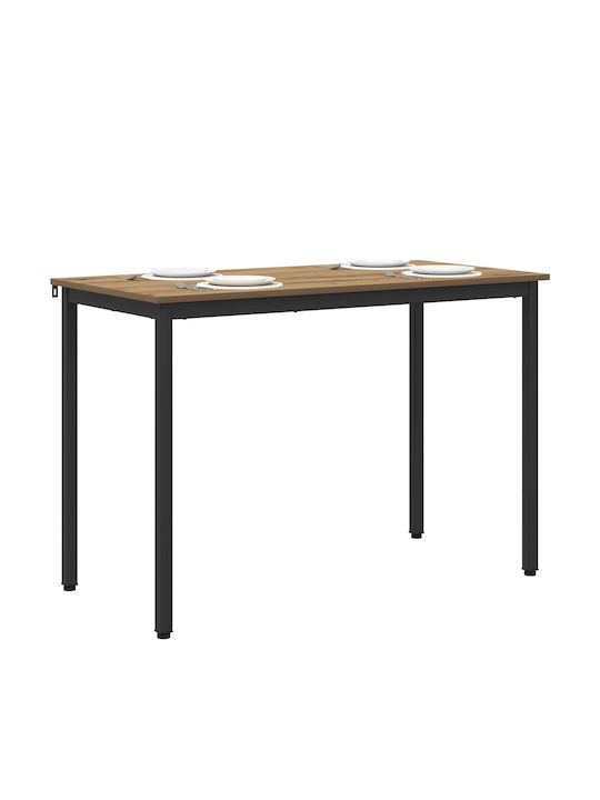 Table Dining Room Wooden with Metal Frame Brown 110x55x75cm