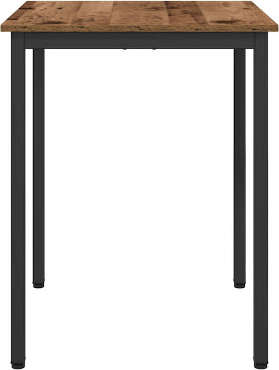 Table Dining Room Wooden with Metal Frame Brown 60x60x75cm