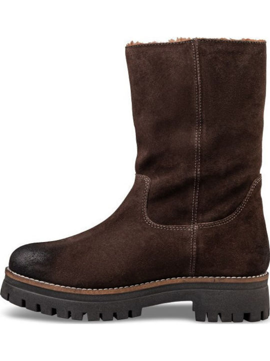 Suede Women's Ankle Boots Brown
