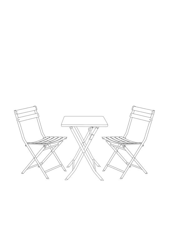 Dining Set for Small Outdoor Spaces 3 Pieces Black