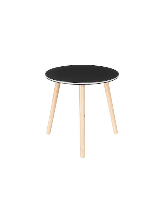 Round Side Wooden Coffee Table Black/Beige W40xL40xH40cm