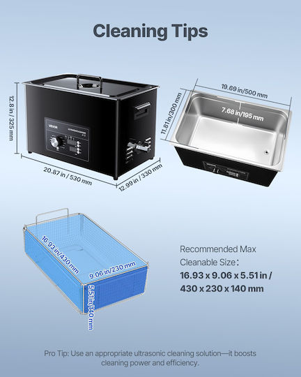 Vevor Ultrasonic Cleaner 30L Inox With Mechanical Timer