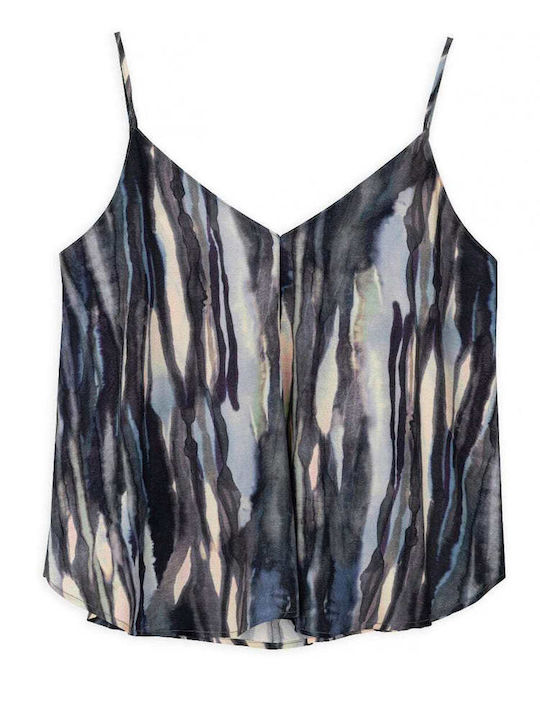 Women's Blouse Satin with Straps Blue