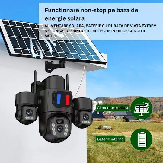 Taggo ES-SOLAR-XLGB-HL-BLACK-4G IP Cameră de Supraveghere Wi-Fi/4G 12MP Rezistentă la apă Pe baterii cu Comunicare Bidirecțională și Lentilă 4mm
