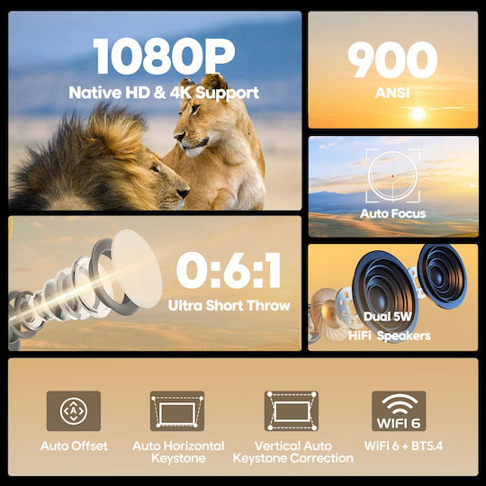 Magcubic HY450C Mini Projector LCD Full HD με Wi-Fi και Ενσωματωμένα Ηχεία