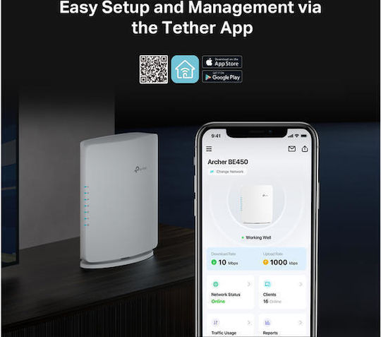 TP-LINK Archer BE220 Wireless Router Wi‑Fi 7 with 4 Gigabit Ports