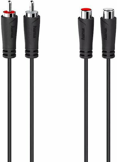 HAMA Кабел 2x RCA мъжки - 2x RCA женски 1.5м 00205259