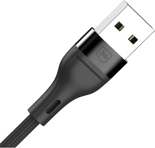 3MK USB to Lightning / Type-C / micro USB Cable Μαύρο 1.2m