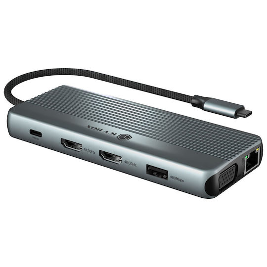 Icy Box USB-C Stație de andocare cu HDMI 4K PD Ethernet Gri (IB-DK4062-CPD)