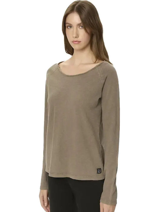 Women's Blouse Cotton Long Sleeve Light Brown
