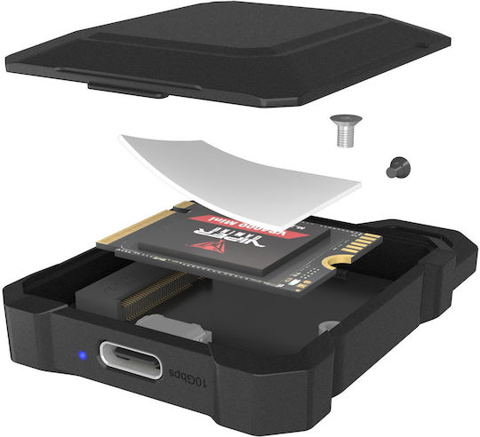Icy Box Case for Hard Drive M.2 SATA III with Connection Type-C