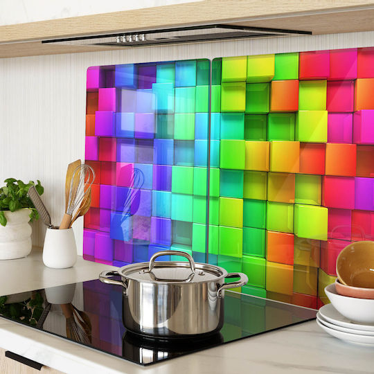 Glas Schneidefläche Für Küche Mehrfarbige Behälter 2x40x52 cm Glas Schneidefläche Für Küche Mehrfarbige Behälter 2x40x52 cm