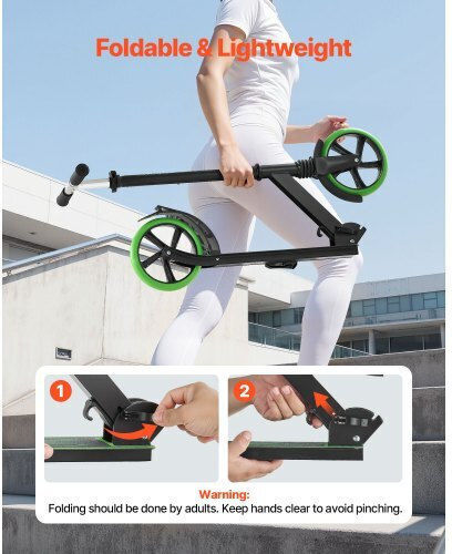 Vevor Patinetă Copii Pliabilă cu 2 Roți pentru 8+ Ani Negru Verde
