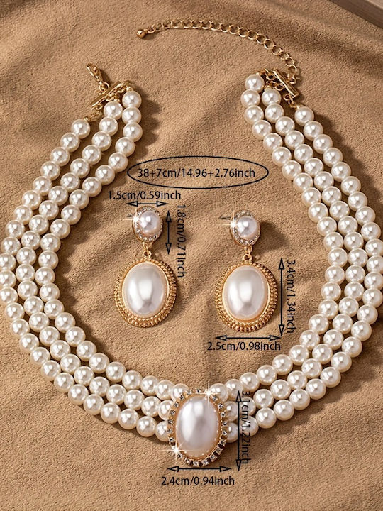 Set cu Colier & Cercei cu Perle Set cu Colier & Cercei cu Perle