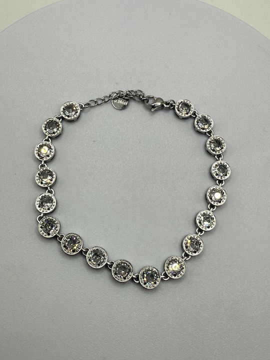 Elemar Set mit Halskette & Armband aus Stahl mit Steinen