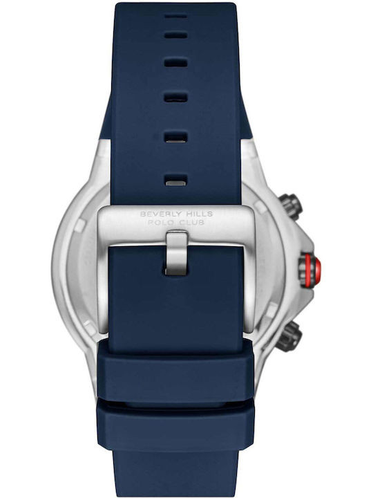 Beverly Hills Polo Club Dual Time Ανδρικό Ρολόι Μπαταρίας με Μπλε Καουτσούκ Λουράκι